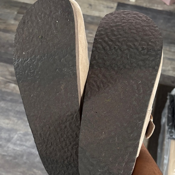 Time and Tru Beige Suede Clogs with Buckle - Picture 2 of 3